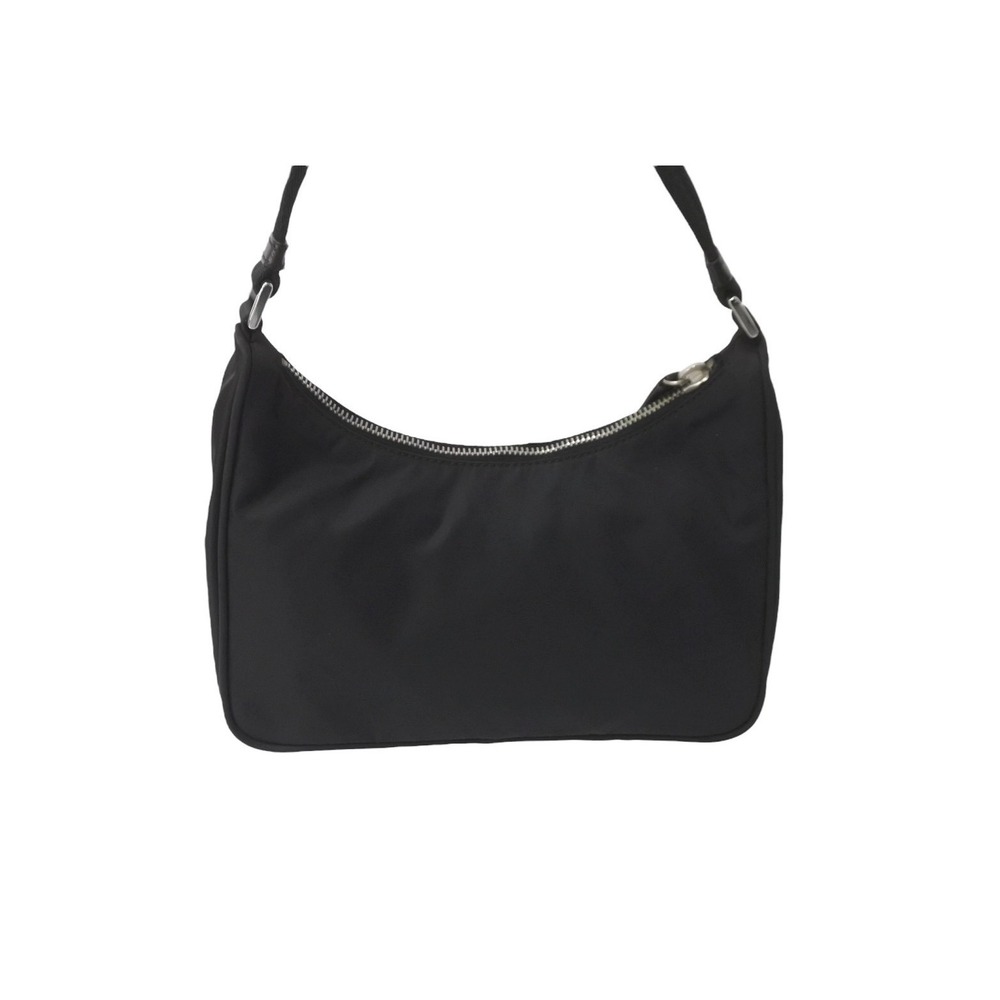 PRADA Hobo Handbag Triangle Logo Black Nylon - Picture 2 of 9